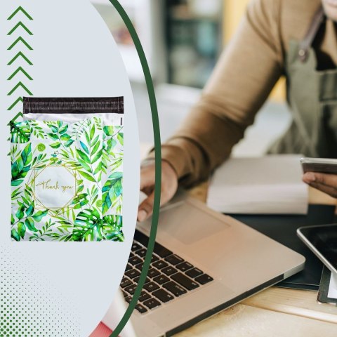 Foliopaki kurierskie koperty foliowe 255 x 370 mm wzór z napisem "Thank you" RC131 50szt PAKIET wielokolorowe