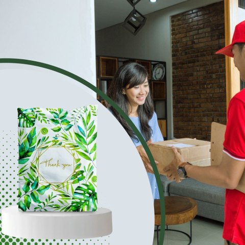 Foliopaki kurierskie koperty foliowe 255 x 370 mm wzór z napisem "Thank you" RC131 50szt PAKIET wielokolorowe