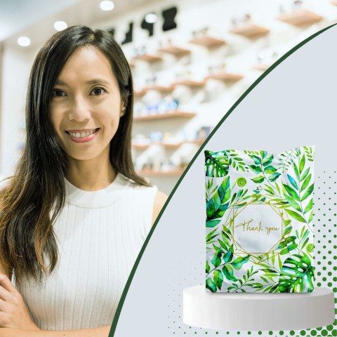 Foliopaki kurierskie koperty foliowe 255 x 370 mm wzór z napisem "Thank you" RC131 50szt PAKIET wielokolorowe