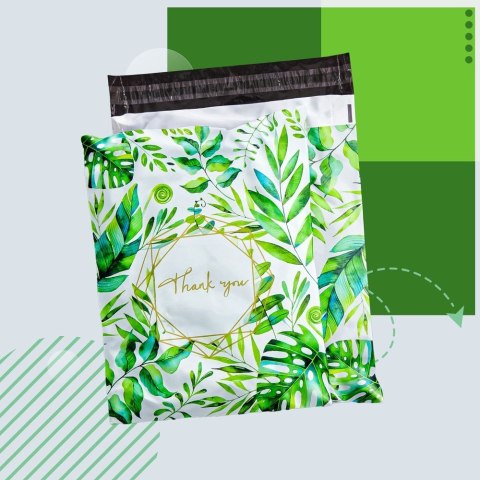 Foliopaki kurierskie koperty foliowe 255 x 370 mm wzór z napisem "Thank you" RC131 50szt PAKIET wielokolorowe