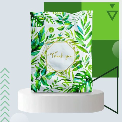 Foliopaki kurierskie koperty foliowe 255 x 370 mm wzór z napisem "Thank you" RC131 50szt PAKIET wielokolorowe