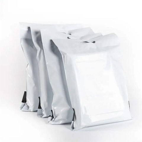 Foliopaki kurierskie z rączką 400 x 500 mm + 70 mm rączka RC091 50szt PAKIET białe