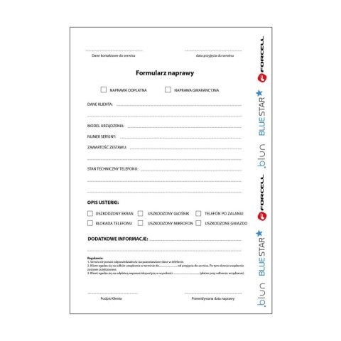 Formularz naprawy dla serwisów