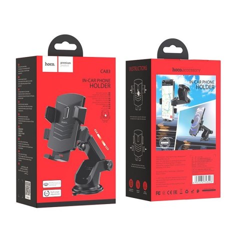 Uchwyt na telefon do samochodu uniwersalny Hoco do szyby / deski CA83 czarny