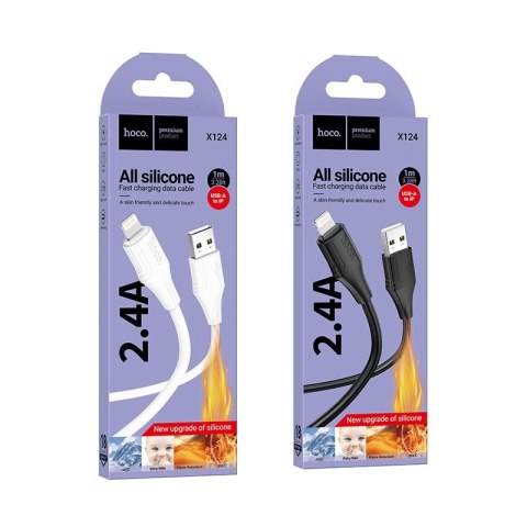 Kabel Silikonowy USB A do Lightning Hoco 27W 1 m X124 czarny