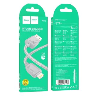 Kabel USB A do Lightning Hoco 2,4A 1 m X113 szary