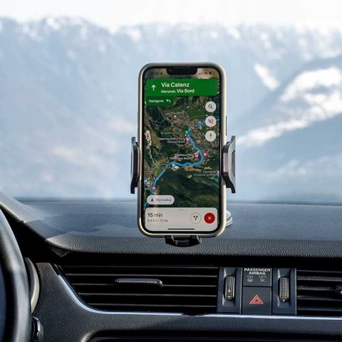 Uchwyt samochodowy na deskę rozdzielczą lub szybę – czarny