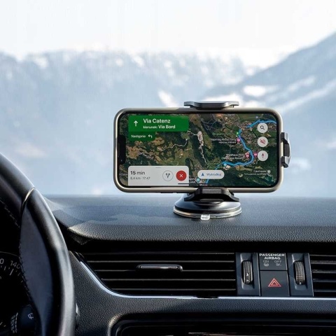 Uchwyt samochodowy na deskę rozdzielczą lub szybę – czarny