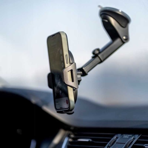 Uchwyt samochodowy na deskę rozdzielczą lub szybę – czarny